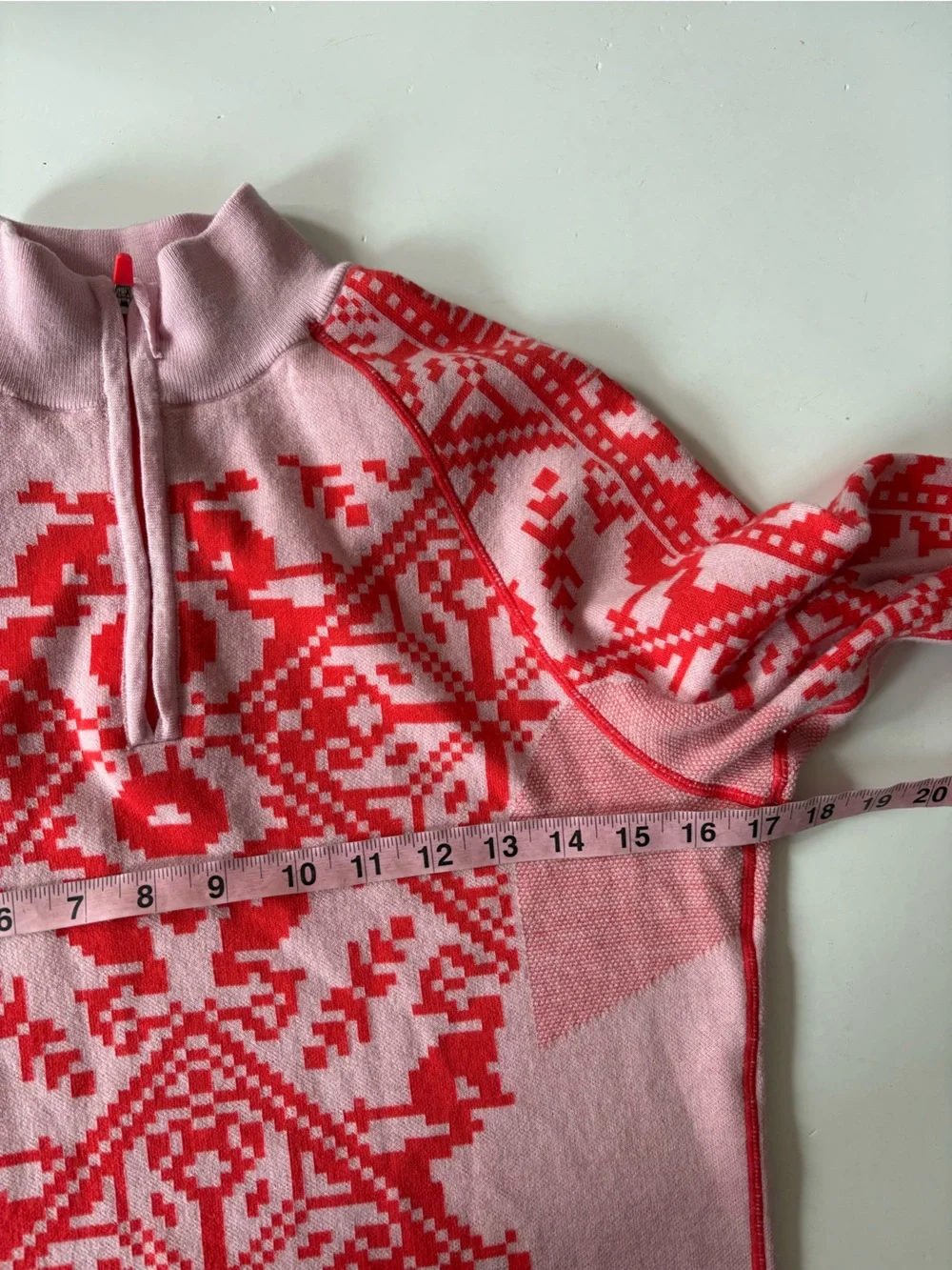 Kari Traa || Saga Half Zip Base Layer Wool Top in Heat Red Pink Large
